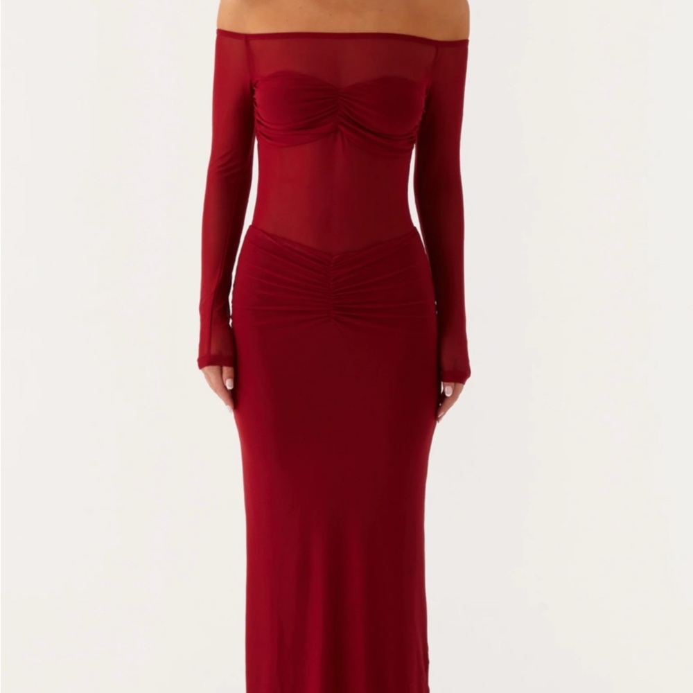 Elegant Off-Shoulder Red Dress